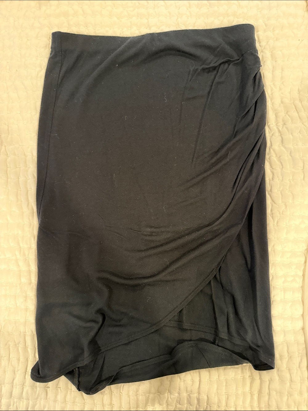 Trouve Black Asymmetrical Wrap Midi Skirt